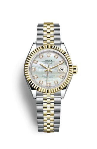 Remontoir à montres pour montre Rolex Lady-Datejust Lady-Datejust 28 Rolesor Yellow Fluted / Jubilee / MOP