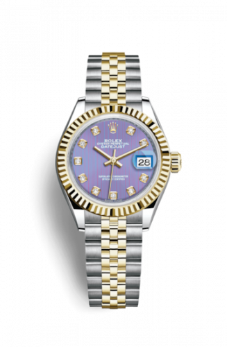 Remontoir à montres pour montre Rolex Lady-Datejust Lady-Datejust 28 Rolesor Yellow Fluted / Jubilee / Lavender Diamond