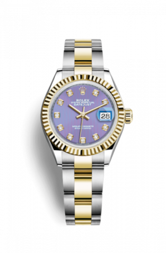 Remontoir à montres pour montre Rolex Lady-Datejust Lady-Datejust 28 Rolesor Yellow Fluted / Oyster / Lavender Diamond