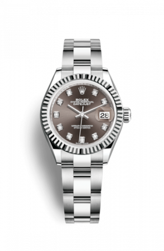 Remontoir à montres pour montre Rolex Lady-Datejust Lady-Datejust 28 Stainless Steel Fluted / Gris - Diamond / Oyster