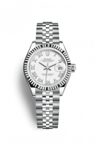 Remontoir à montres pour montre Rolex Lady-Datejust Lady-Datejust 28 Stainless Steel Fluted / Blanc - Roman / Jubilee