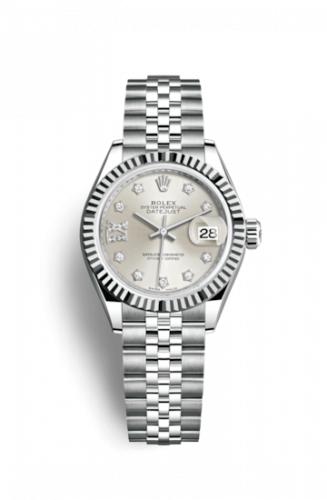 Remontoir à montres pour montre Rolex Lady-Datejust Lady-Datejust 28 Stainless Steel Fluted / Argent - Diamond / Jubilee
