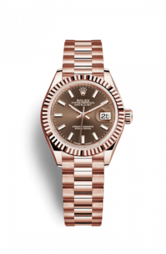 Remontoir à montres pour montre Rolex Lady-Datejust Lady-Datejust 28 Everose Fluted / President / Chocolate