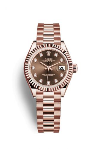 Remontoir à montres pour montre Rolex Lady-Datejust Lady-Datejust 28 Everose Fluted / President / Chocolate Diamond