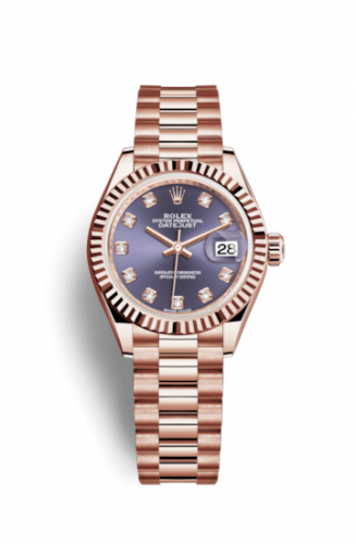 Remontoir à montres pour montre Rolex Lady-Datejust Lady-Datejust 28 Everose Fluted / President / Aubergine Diamond