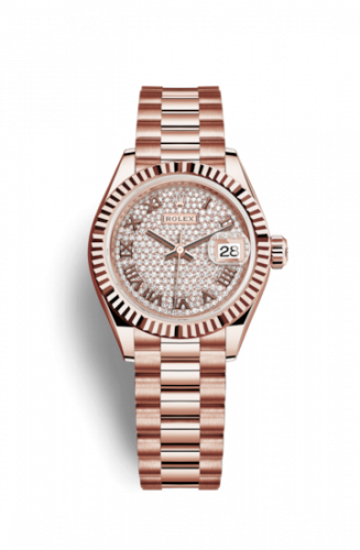 Remontoir à montres pour montre Rolex Lady-Datejust Lady-Datejust 28 Everose Fluted / President / Paved Roman