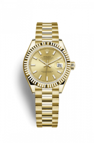 Remontoir à montres pour montre Rolex Lady-Datejust Lady-Datejust 28 Yellow Or Fluted / President / Champagne