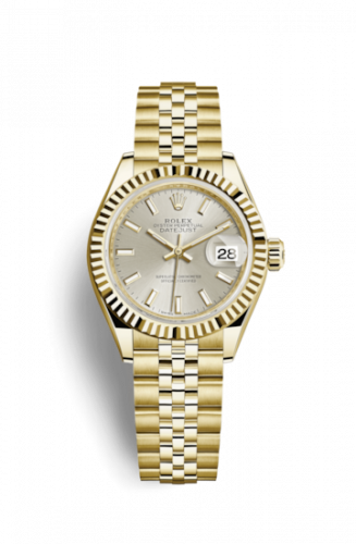 Remontoir à montres pour montre Rolex Lady-Datejust Lady-Datejust 28 Yellow Or Fluted / Jubilee / Argent