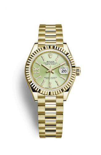 Remontoir à montres pour montre Rolex Lady-Datejust Lady-Datejust 28 Yellow Or Fluted / President / Champagne Diamond