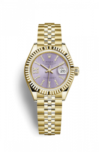 Remontoir à montres pour montre Rolex Lady-Datejust Lady-Datejust 28 Yellow Or Fluted / Jubilee / Lilac Diamond
