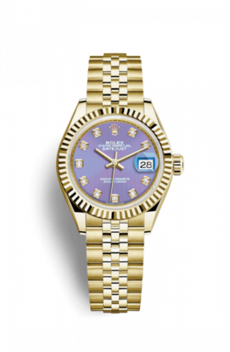 Remontoir à montres pour montre Rolex Lady-Datejust Lady-Datejust 28 Yellow Or Fluted / Jubilee / Lavender Diamond