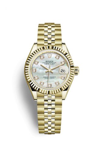 Remontoir à montres pour montre Rolex Lady-Datejust Lady-Datejust 28 Yellow Or Fluted / Jubilee / MOP