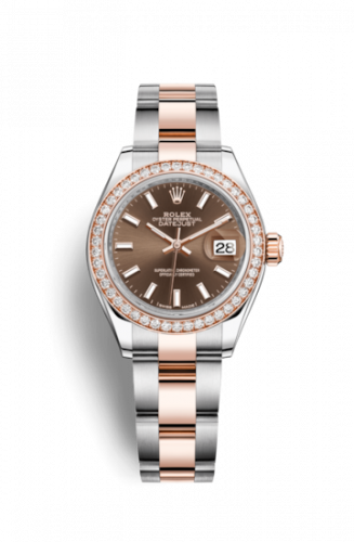 Remontoir à montres pour montre Rolex Lady-Datejust Lady-Datejust 28 Rolesor Rose Diamond / Oyster / Chocolate
