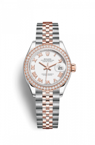 Remontoir à montres pour montre Rolex Lady-Datejust Lady-Datejust 28 Rolesor Rose Diamond / Jubilee / Blanc Roman