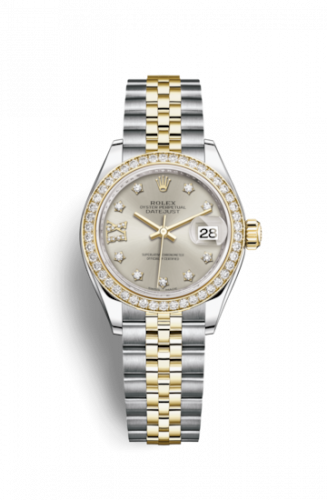 Remontoir à montres pour montre Rolex Lady-Datejust Lady-Datejust 28 Rolesor Yellow Diamond / Jubilee / Argent Diamond