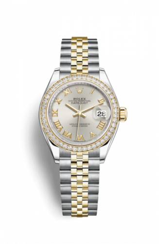 Remontoir à montres pour montre Rolex Lady-Datejust Lady-Datejust 28 Rolesor Yellow Diamond / Jubilee / Argent Roman