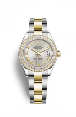 Remontoir à montres pour montre Rolex Lady-Datejust Lady-Datejust 28 Rolesor Yellow Diamond / Oyster / Argent Roman