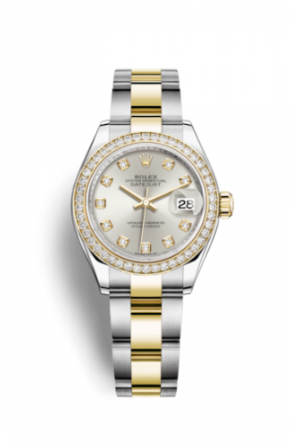 Remontoir à montres pour montre Rolex Lady-Datejust Lady-Datejust 28 Rolesor Yellow Diamond / Oyster / Argent Diamond