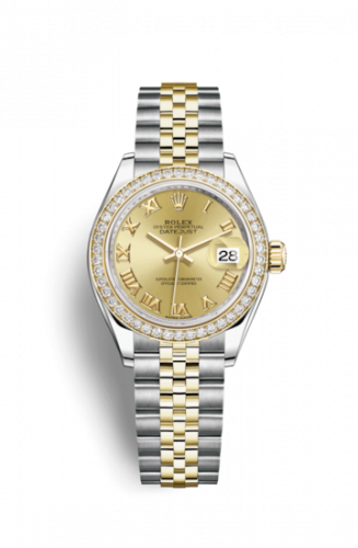 Remontoir à montres pour montre Rolex Lady-Datejust Lady-Datejust 28 Rolesor Yellow Diamond / Jubilee / Champagne Roman