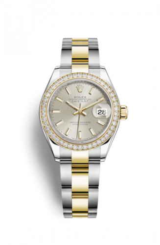 Remontoir à montres pour montre Rolex Lady-Datejust Lady-Datejust 28 Rolesor Yellow Diamond / Oyster / Argent