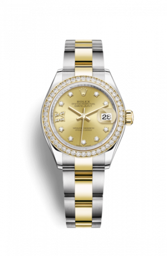 Remontoir à montres pour montre Rolex Lady-Datejust Lady-Datejust 28 Rolesor Yellow Diamond / Oyster / Champagne Diamond