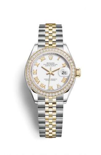 Remontoir à montres pour montre Rolex Lady-Datejust Lady-Datejust 28 Rolesor Yellow Diamond / Jubilee / Blanc Roman