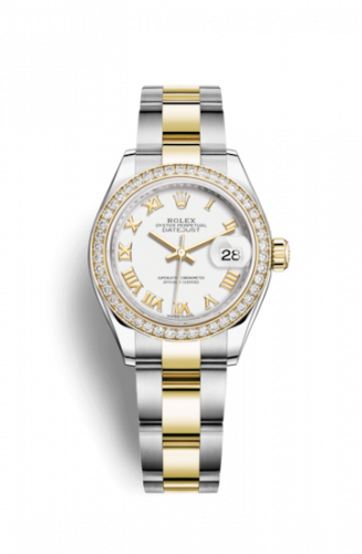Remontoir à montres pour montre Rolex Lady-Datejust Lady-Datejust 28 Rolesor Yellow Diamond / Oyster / Blanc Roman