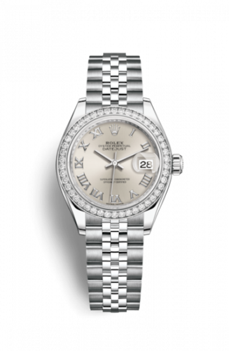 Remontoir à montres pour montre Rolex Lady-Datejust Lady-Datejust 28 Stainless Steel / Diamond / Argent - Roman / Jubilee
