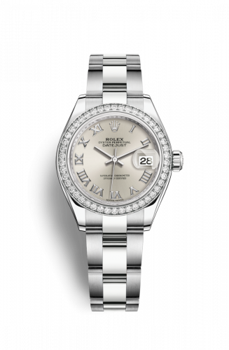 Remontoir à montres pour montre Rolex Lady-Datejust Lady-Datejust 28 Stainless Steel / Diamond / Argent - Roman / Oyster