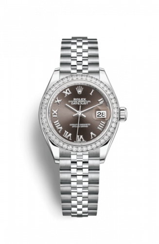 Remontoir à montres pour montre Rolex Lady-Datejust Lady-Datejust 28 Stainless Steel / Diamond / Gris - Roman / Jubilee