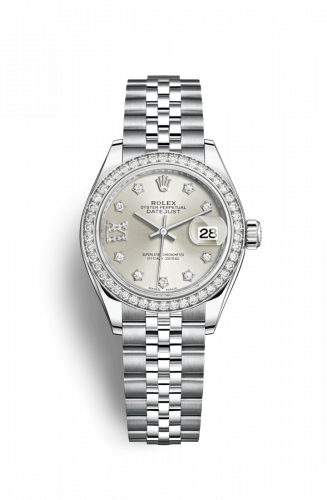 Remontoir à montres pour montre Rolex Lady-Datejust Lady-Datejust 28 Stainless Steel / Diamond / Argent - Diamond / Jubilee