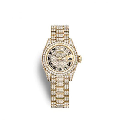 Remontoir à montres pour montre Rolex Lady-Datejust Lady-Datejust 28 Yellow Or / Diamond / Paved - Roman / President