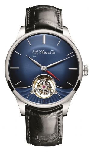 Remontoir à montres pour montre H. Moser & Cie Venturer Venturer Tourbillon Dual Time, Or Blanc, Bleu Fumé Dial