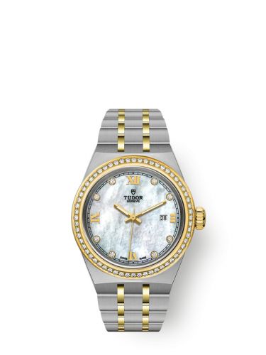 Remontoir à montres pour montre Tudor Royal Royal Date 28 Stainless Steel / Yellow Or - Diamond / MOP