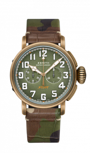 Remontoir à montres pour montre Zenith Pilot Pilot Type 20 Chronograph Adventure Bronze / Khaki / Camo Alligator