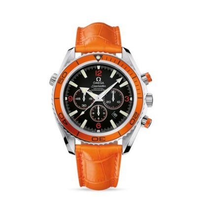 Watch Winder for watch Omega Seamaster Planet Ocean Seamaster Planet Ocean 600M Co-Axial 45.5 Chronograph Stainless Steel / Orange / Alligator