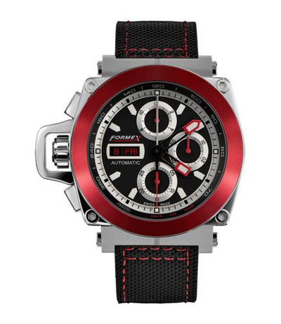 Remontoir à montres pour montre Formex Motorsport Motorsport Automatic Chronograph Red Bezel / Noire / Calf