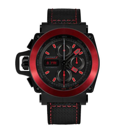 Remontoir à montres pour montre Formex Motorsport Motorsport Automatic Chronograph PVD / Red Bezel / Noire / Calf