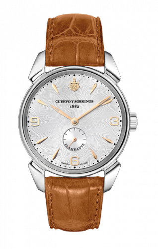 Remontoir à montres pour montre Cuervo y Sobrinos Historiador Historiador Flameante Stainless Steel / Argent / Alligator