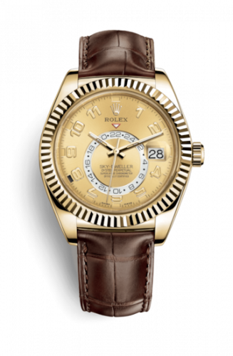 Uhrenbeweger für Uhr Rolex Sky-Dweller Sky-Dweller Yellow Gold / Champagne Arabic / Alligator