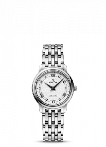 Watch Winder for watch Omega De Ville De Ville Prestige Quartz 27.4 Stainless Steel / Vintage Silver Silk / Bracelet