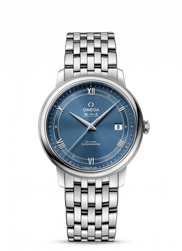 Watch Winder for watch Omega De Ville De Ville Prestige Co-Axial 39.5 Stainless Steel / Vintage Blue / Bracelet
