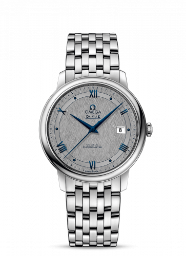 Watch Winder for watch Omega De Ville De Ville Prestige Co-Axial 39.5 Stainless Steel / Vintage Grey Silk / Bracelet