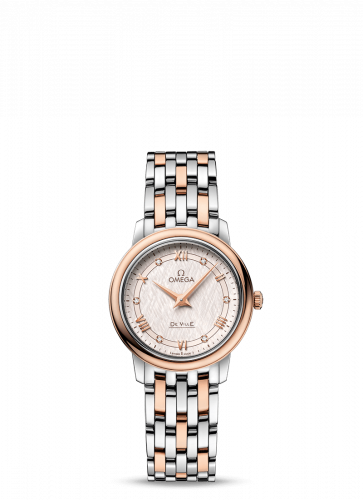 Watch Winder for watch Omega De Ville De Ville Prestige Quartz 27.4 Stainless Steel / Red Gold / Vintage Silver Silk / Bracelet