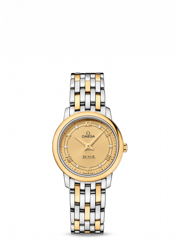 Watch Winder for watch Omega De Ville De Ville Prestige Quartz 27.4 Stainless Steel / Yellow Gold / Vintage Champagne / Bracelet