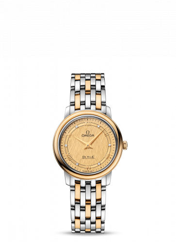 Watch Winder for watch Omega De Ville De Ville Prestige Quartz 27.4 Stainless Steel / Yellow Gold / Vintage Champagne Silk / Bracelet