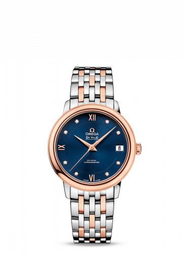 Watch Winder for watch Omega De Ville De Ville Prestige Co-Axial 32.7 Stainless Steel / Red Gold / Blue / Bracelet