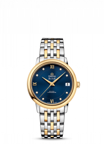 Watch Winder for watch Omega De Ville De Ville Prestige Co-Axial 32.7 Stainless Steel / Yellow Gold / Blue / Bracelet