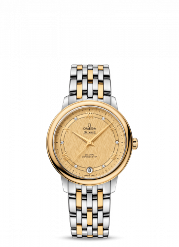 Watch Winder for watch Omega De Ville De Ville Prestige Co-Axial 32.7 Stainless Steel / Yellow Gold / Vintage Champagne Silk / Bracelet