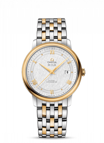 Watch Winder for watch Omega De Ville De Ville Prestige Co-Axial 39.5 Stainless Steel / Yellow Gold / Vintage Silk Silver / Bracelet